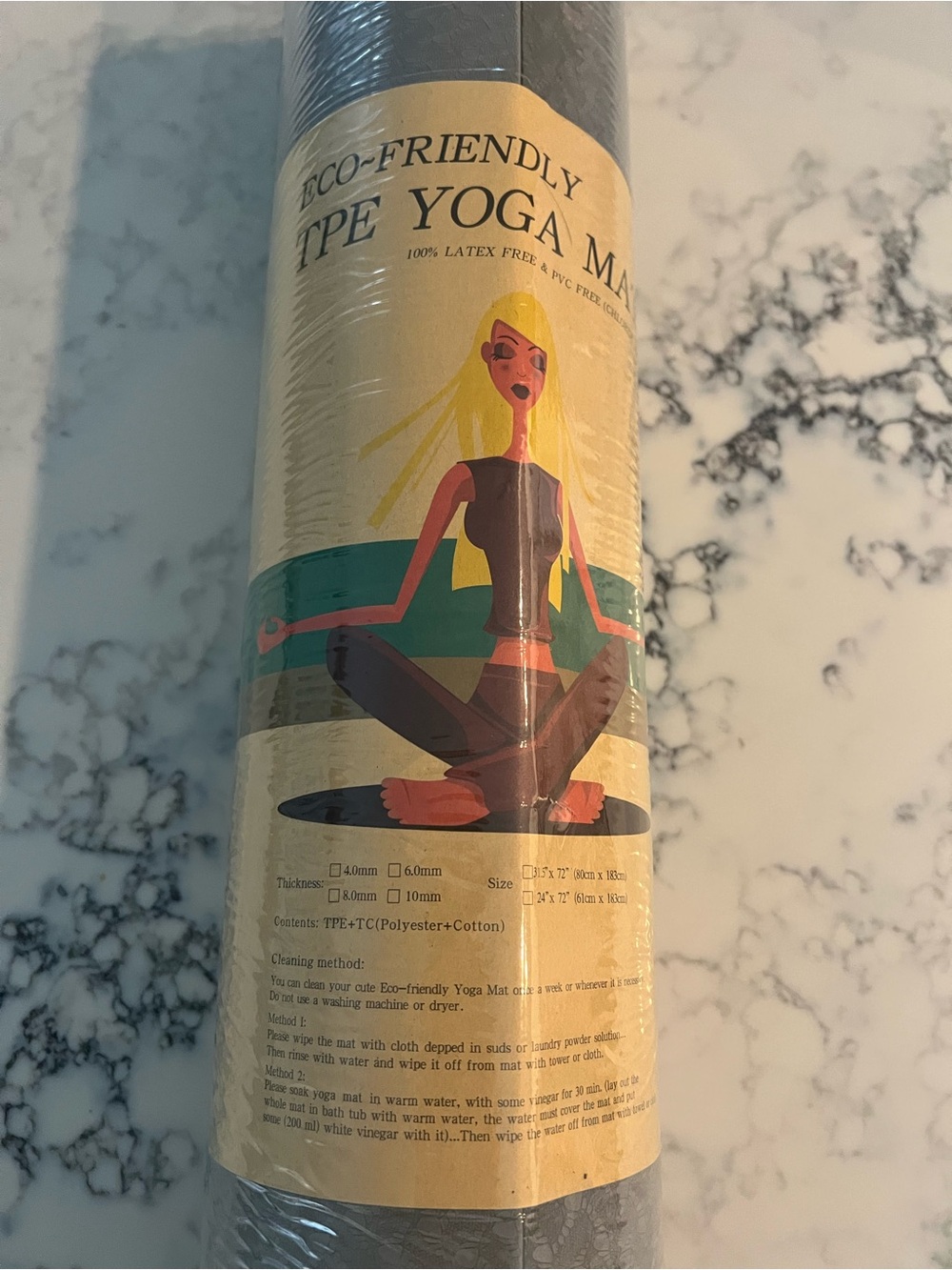 Eco Friendly Non Slip TPE Yoga Mat with Carrying Strap & Bag Gray new